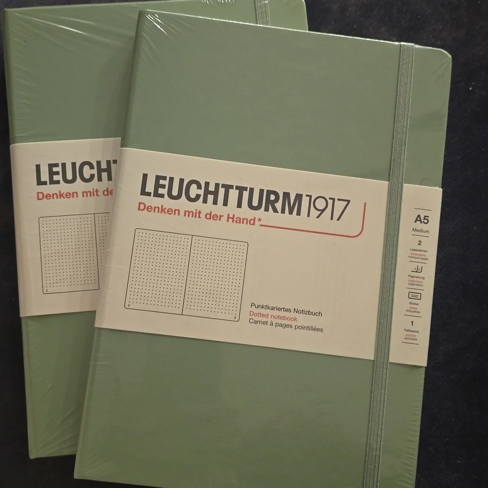 ❤️BUY 5 GET 3 FREE Notebook Medium (A5),Hardcover,251 numbered pages,Sage,dotted